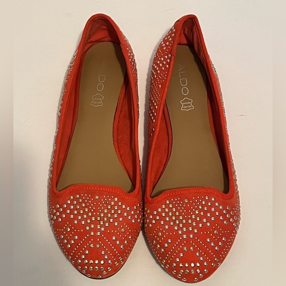 Aldo Khabou Red Rhinestone Embellished Women's Flats - Picture 4 of 16